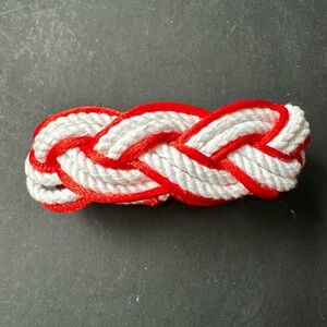 Set of 4 Red & White Sailor Surfer Nautical Braided Cord Bracelets NEW